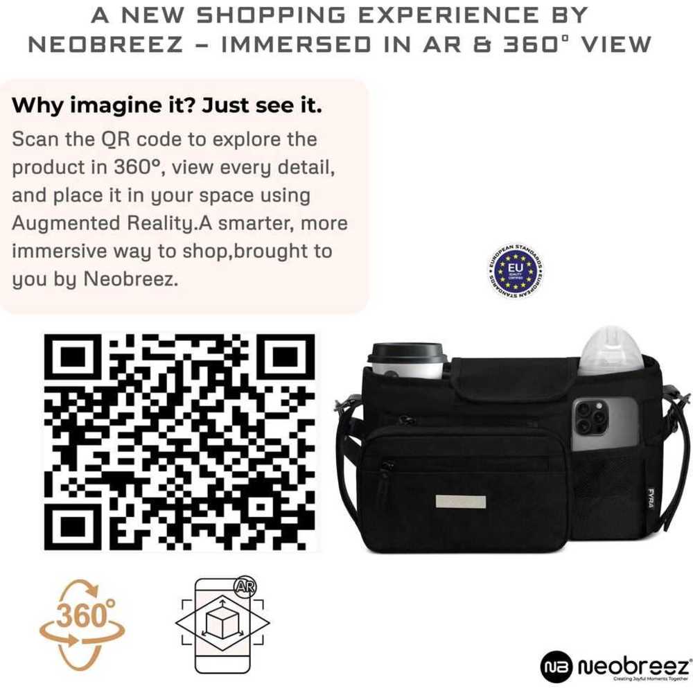 نيو بريز - منظم عربية الأطفال فيرا مع حامل أكواب معزول - أسود