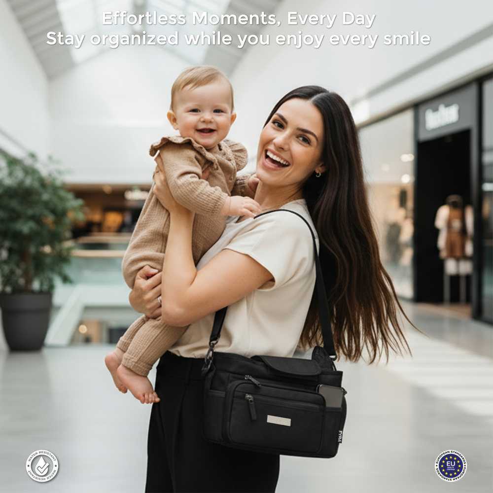 نيو بريز - منظم عربية الأطفال فيرا مع حامل أكواب معزول - أسود