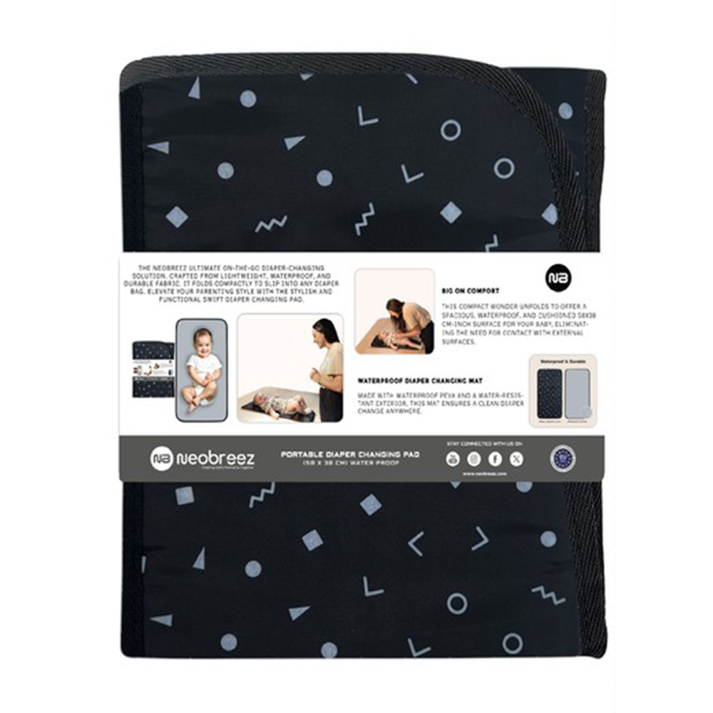 Neobreez - Reusable Diaper Changing Pad, Wipeable Surface - Dark Grey/Black