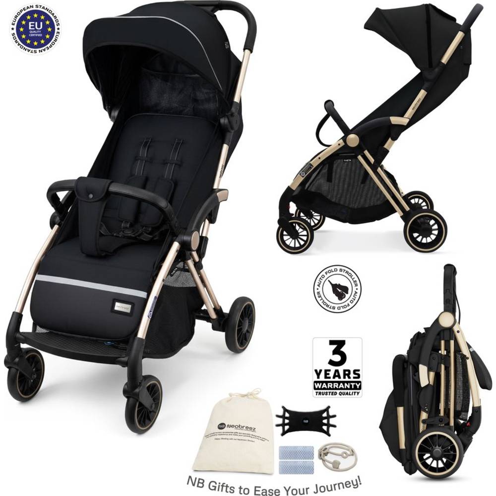 نيو بريز - عربة أطفال ثيتا خفيفة الوزن قابلة للطي تلقائيًا - لون أسود