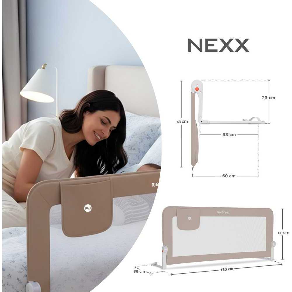 Neobreez Nexx Bed Rail Guard,Foldable Baby/Child Safety Bed Rail - Beige