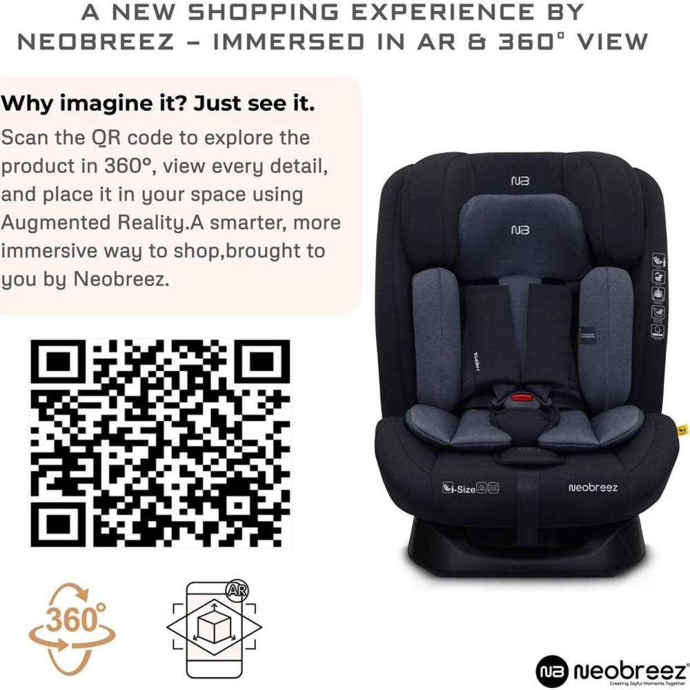 Neobreez - i-Hepta i-Size All-In-1 Convertible Car Seat 0-12Yrs - Black/Grey