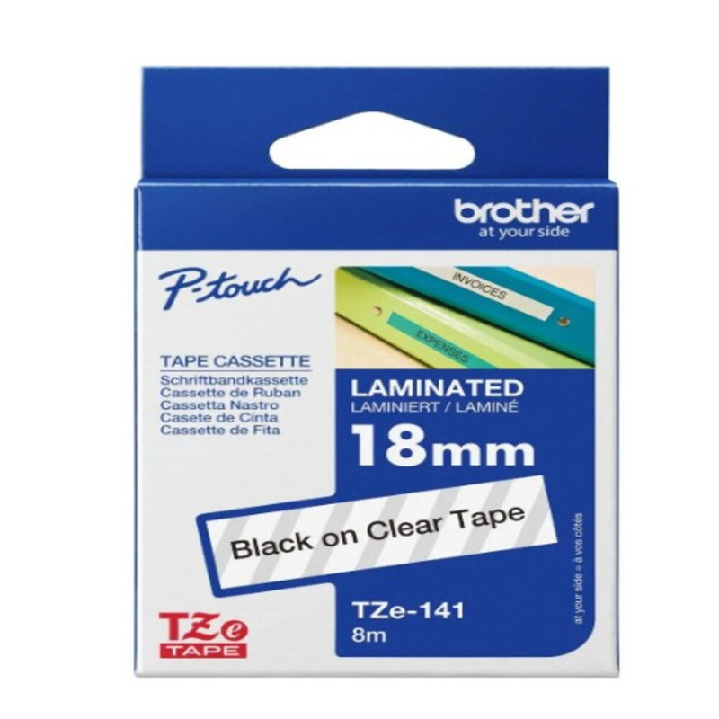 Brother TZE-141 Black On Clear Label Tape - 18 mm