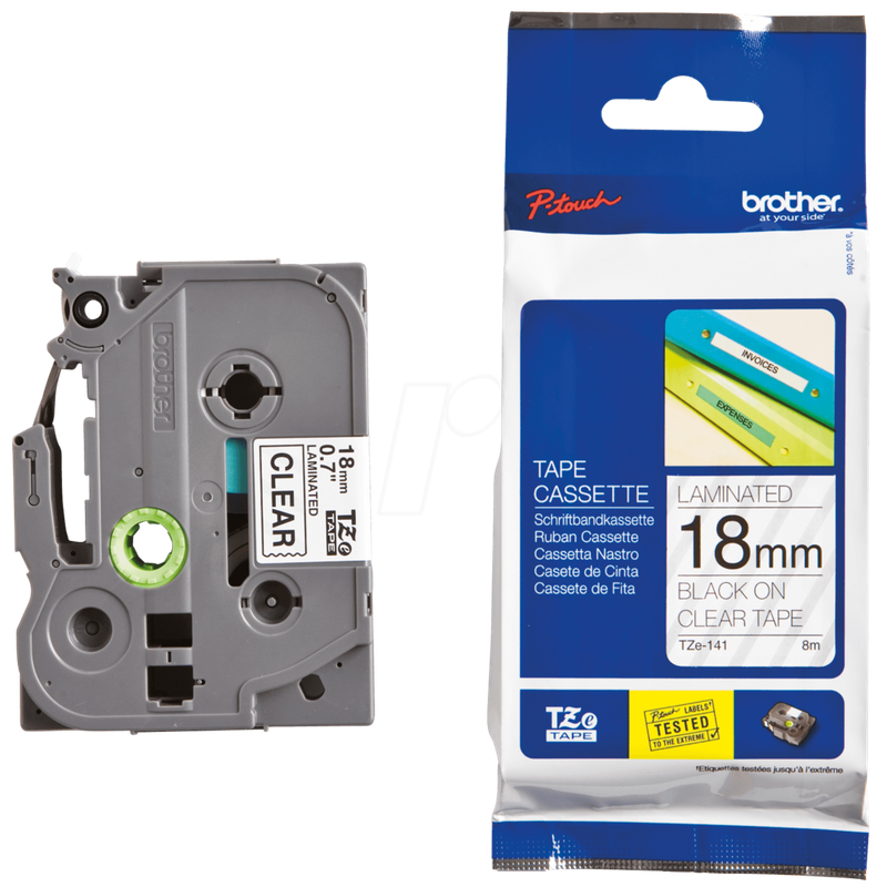 Brother TZE-141 Black On Clear Label Tape - 18 mm