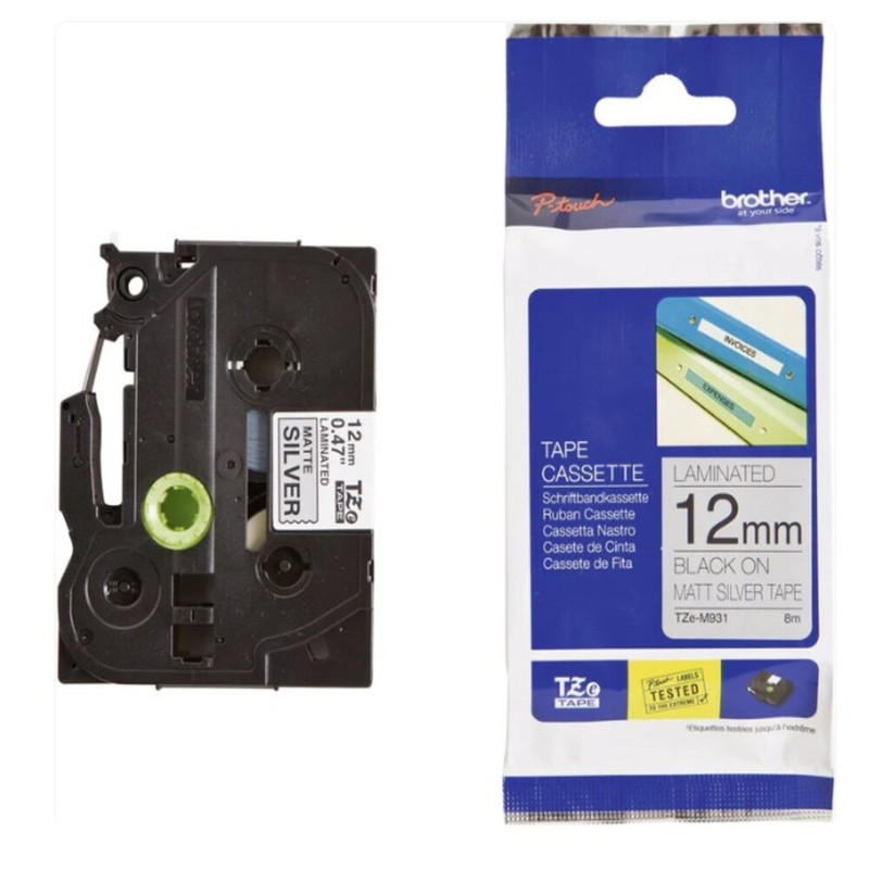 Brother TZE-M931 Black On Matte Silver Label Tape - 12 mm