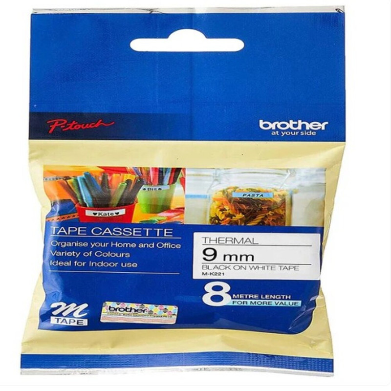 Brother - Label Tape Cassette - Black On White - 9 mm