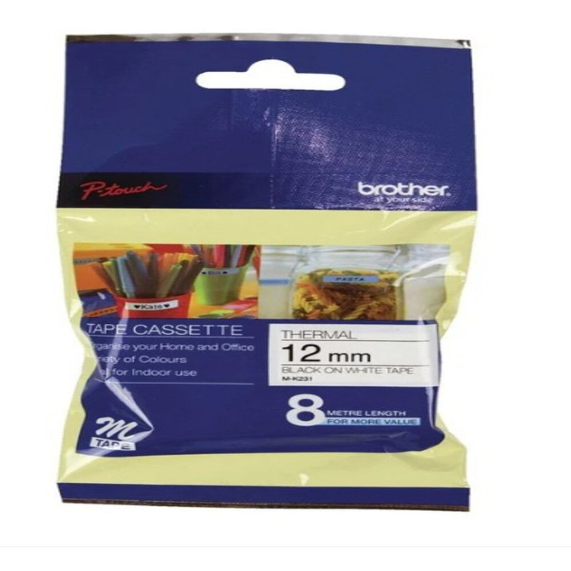 Brother - Label Tape Cassette - Black On White - 12 mm