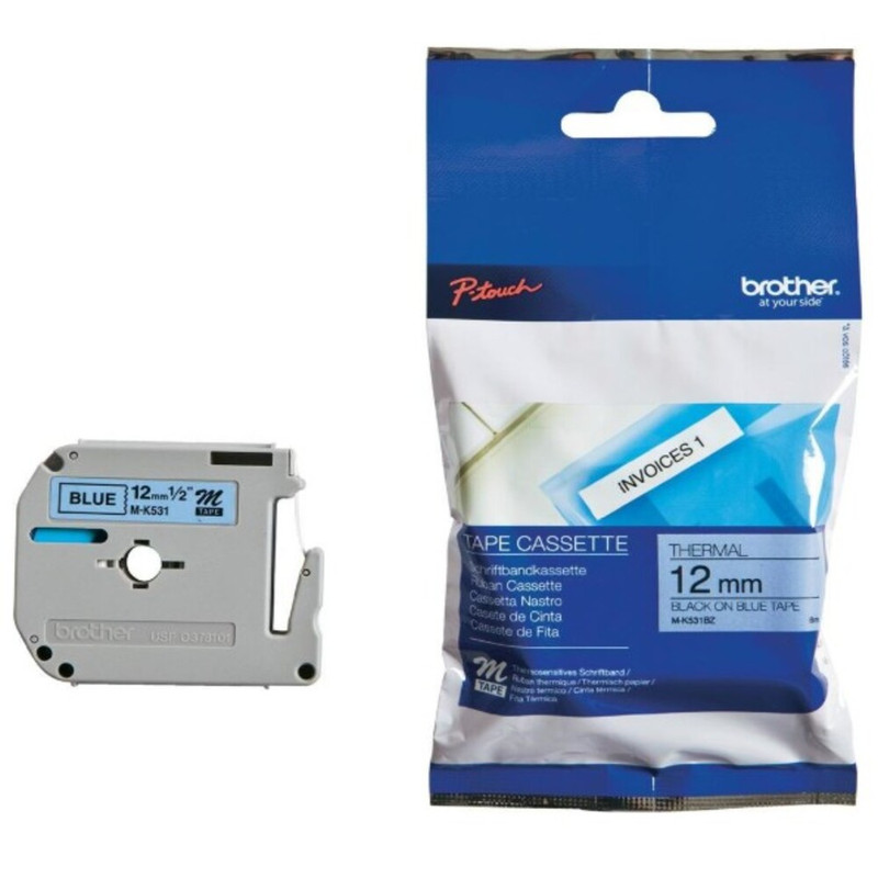 Brother - Label Tape Cassette - Black On Blue - 12 mm