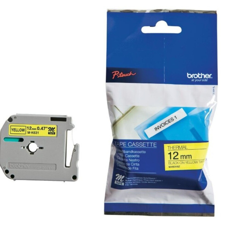 Brother - Label Tape Cassette - Black On Yellow - 12 mm