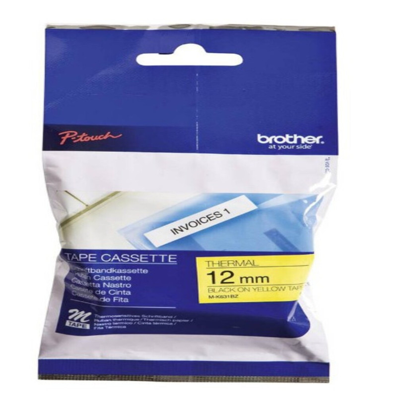 Brother - Label Tape Cassette - Black On Yellow - 12 mm