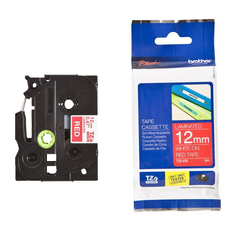 براذر - شريط كاسيت - أبيض على أحمر - 12 مم