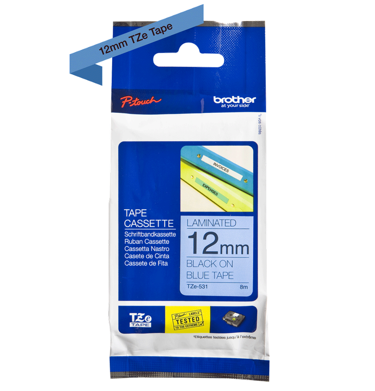 Brother TZE-531 Black On Blue Label Tape - 12 mm
