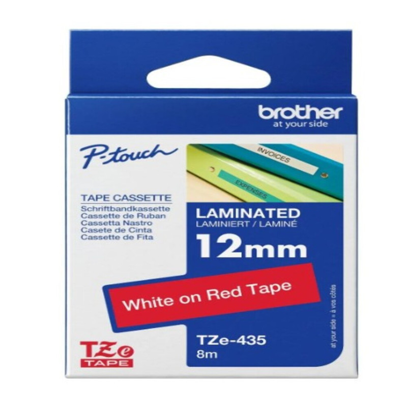 براذر - شريط كاسيت - أبيض على أحمر - 12 مم