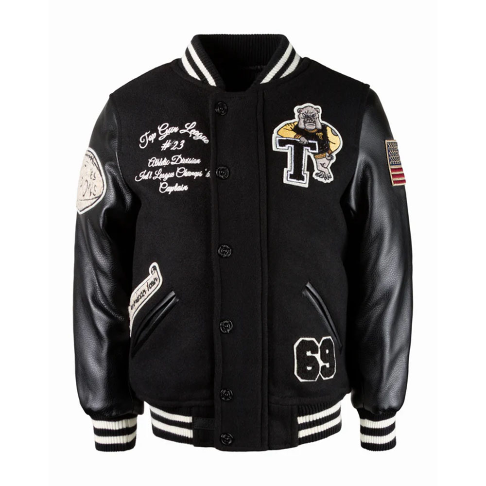 توب غان - جاكيت بولدوغ فارسيتي للأطفال - أسود