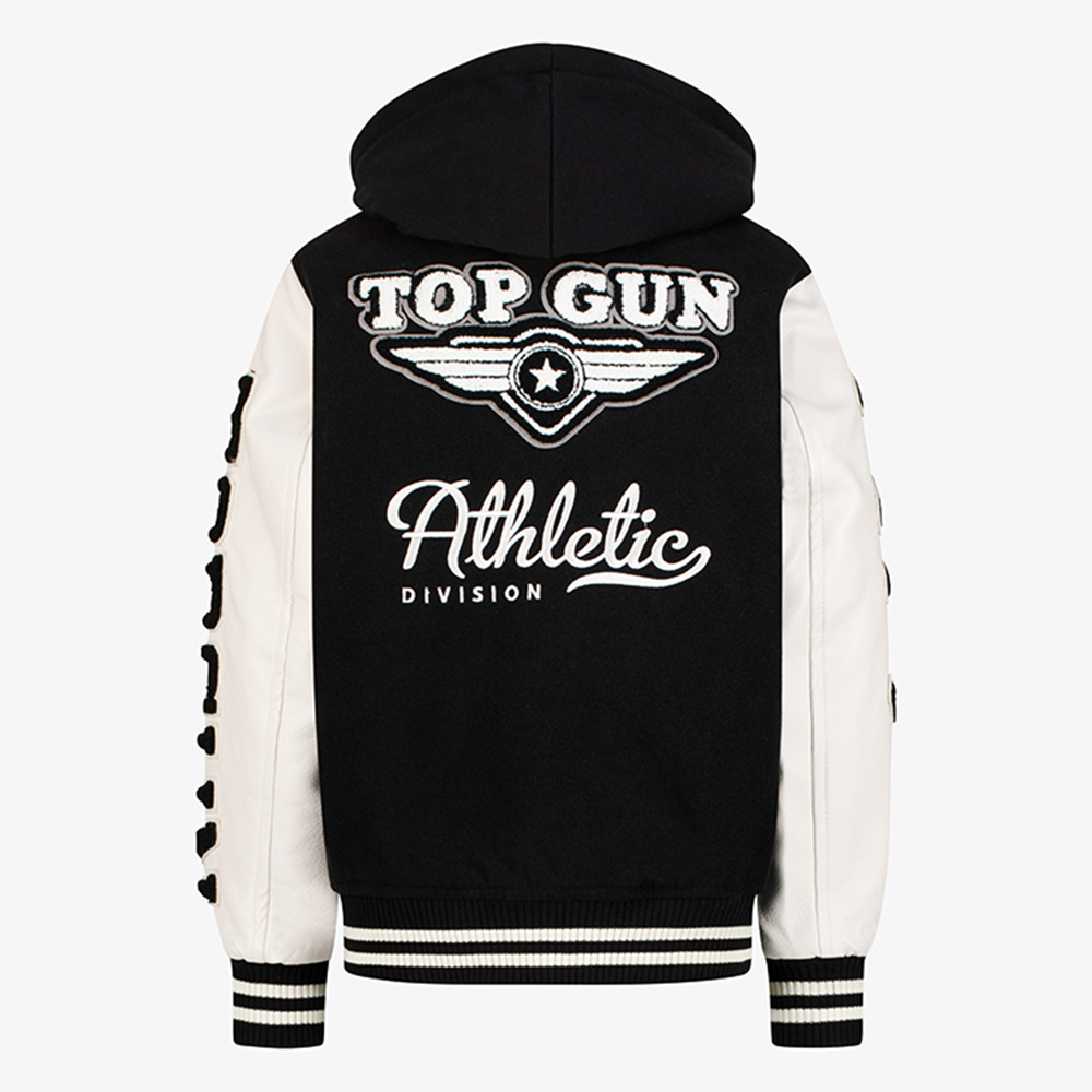 توب غان - جاكيت فارسيتي أثليتيك ديفيجن للأطفال بغطاء رأس قابل للإزالة - أسود