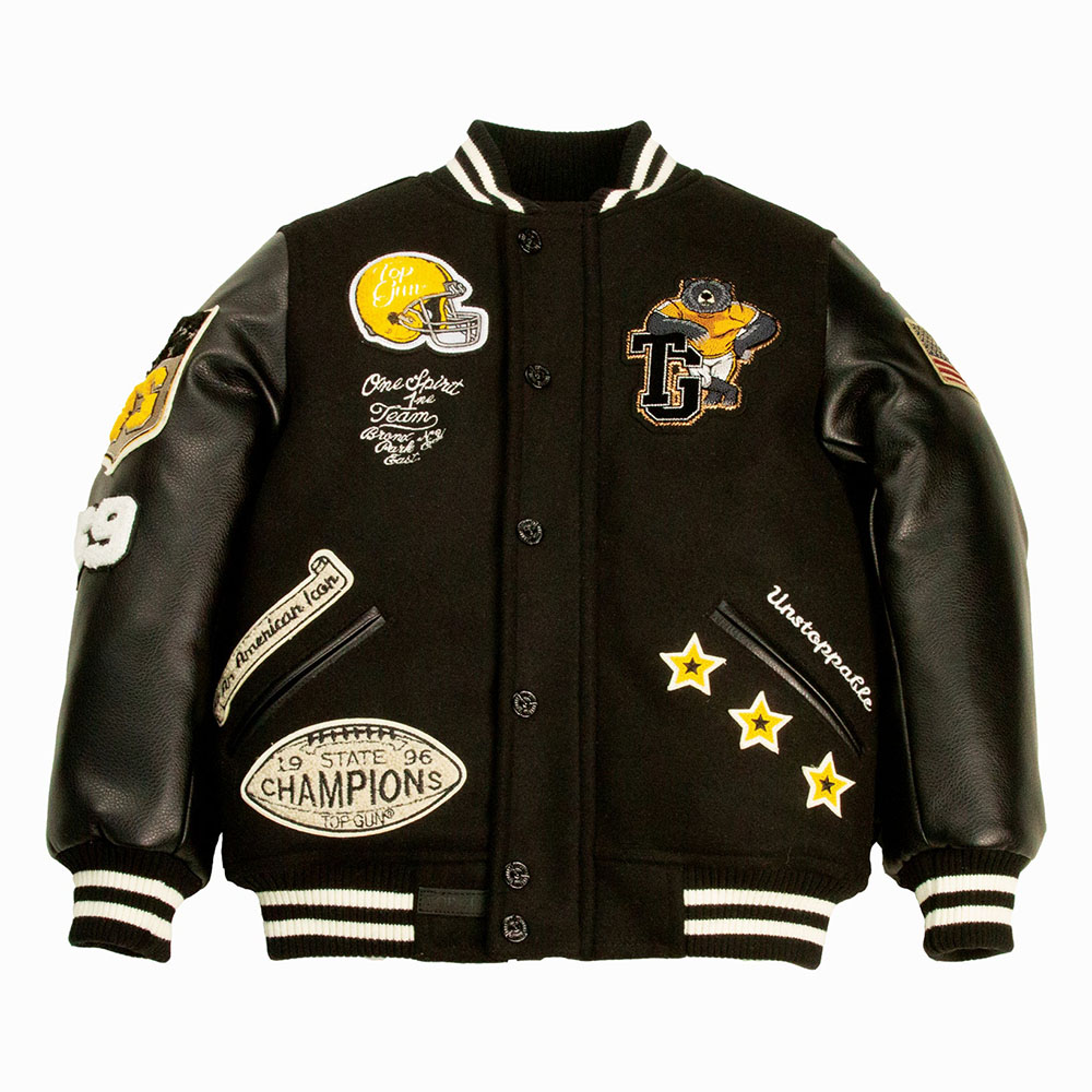 توب غان - جاكيت دب فارسيتي للأطفال بغطاء رأس قابل للإزالة - أسود