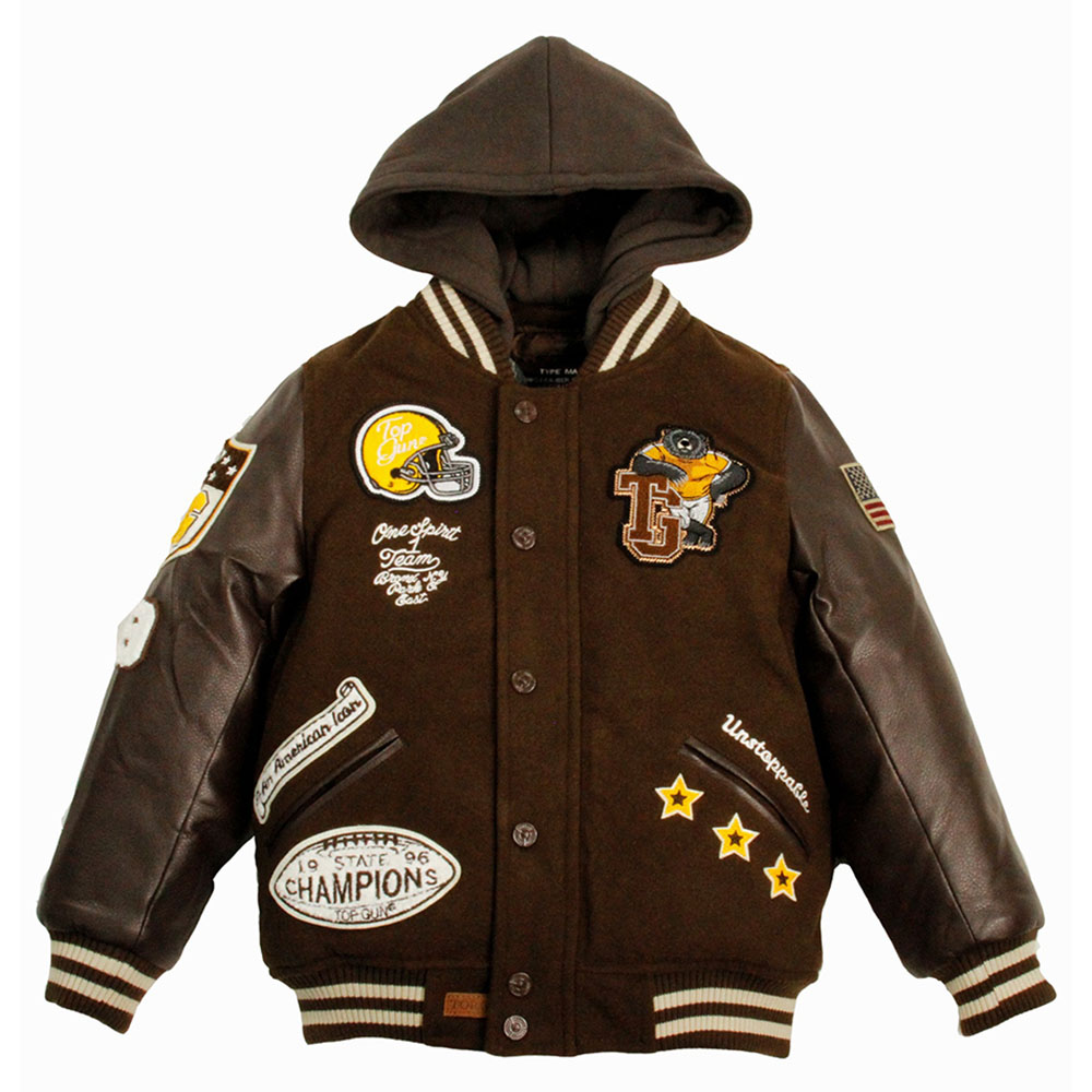 توب غان - جاكيت دب فارسيتي للأطفال بغطاء رأس قابل للإزالة - بني