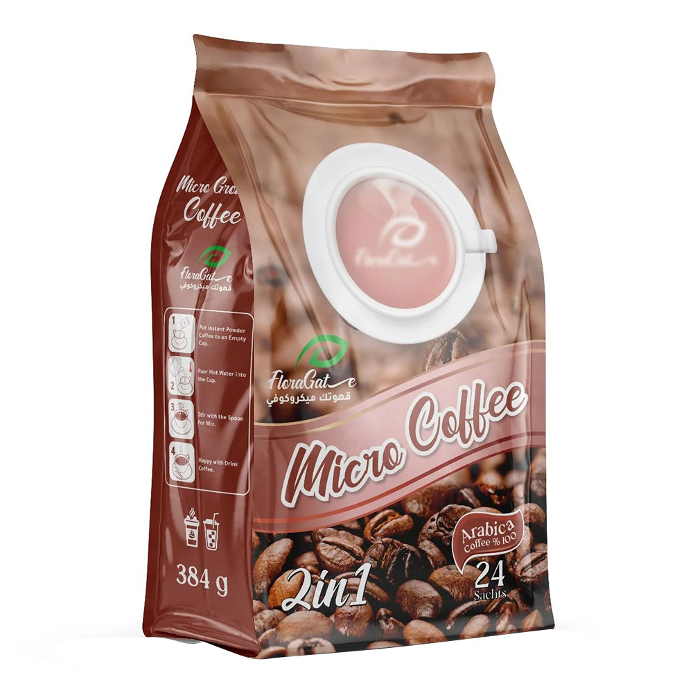 فلورا جيت - عبوات عصي قهوة ميكرو ٢ في ١ بدون مُحلي - ٢٤ قطعة