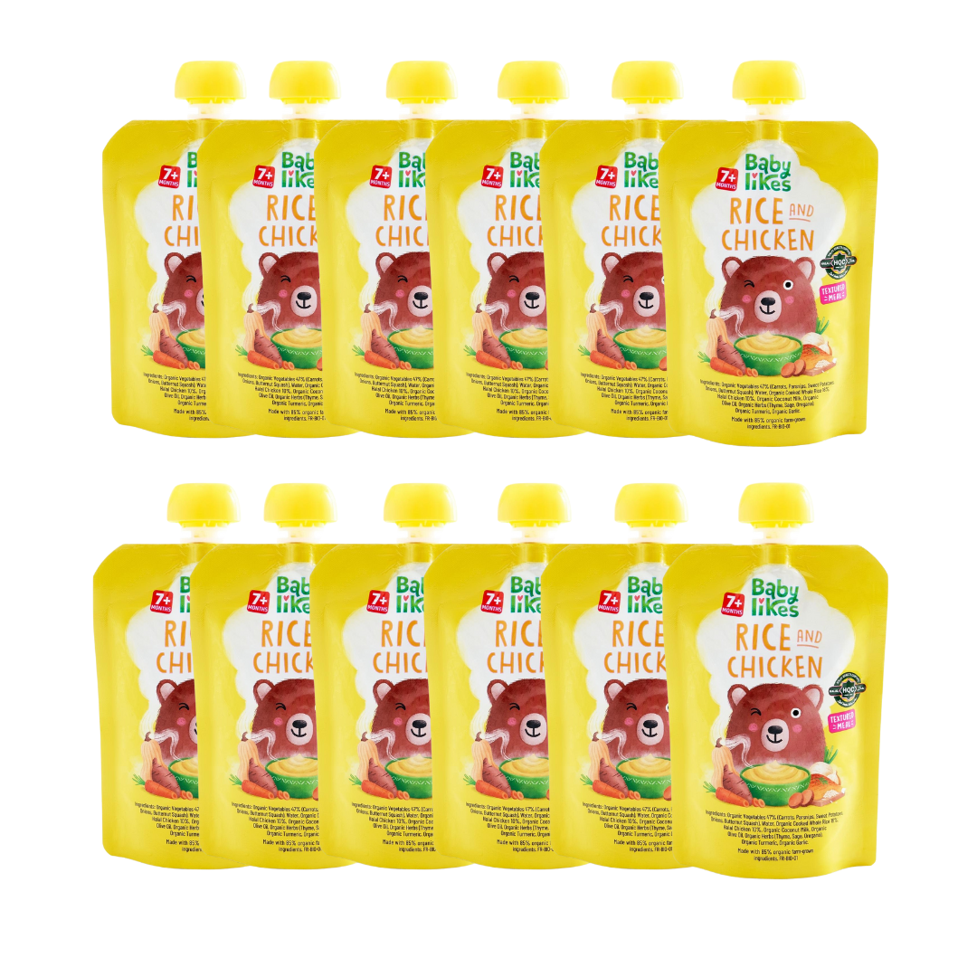 Babylikes - Rice And Chicken Baby Food Pouch Stage 2 - Pack of 12 - 130 gm
