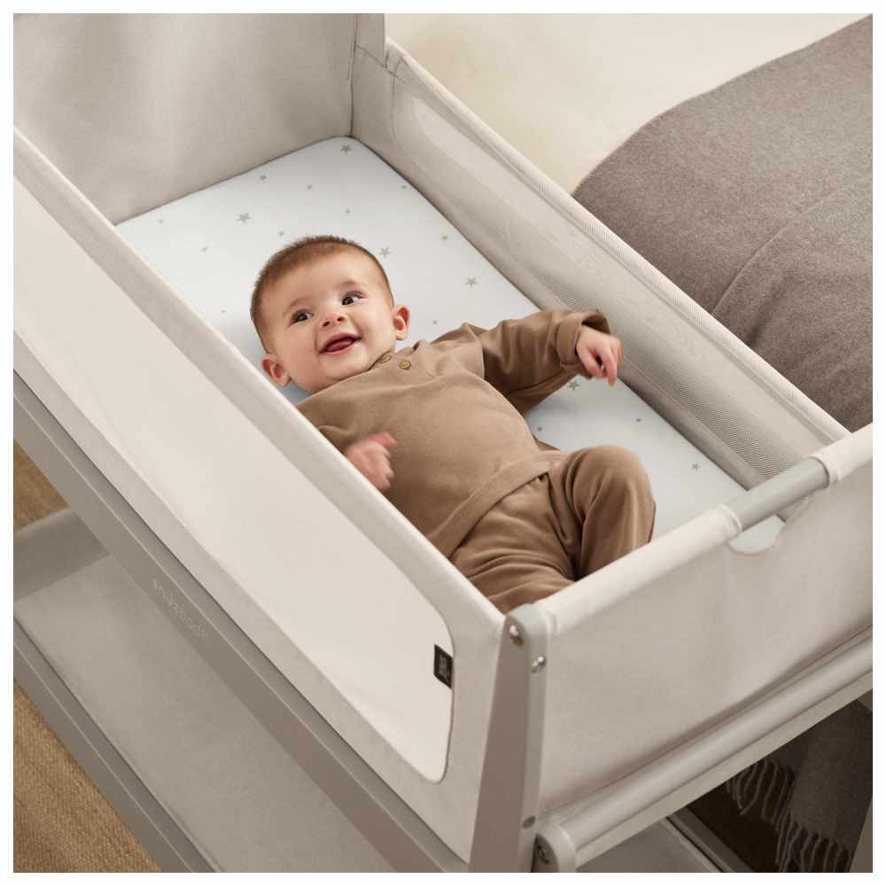 Snuz - Crib Fitted Sheets - White/Star - Pack of 2