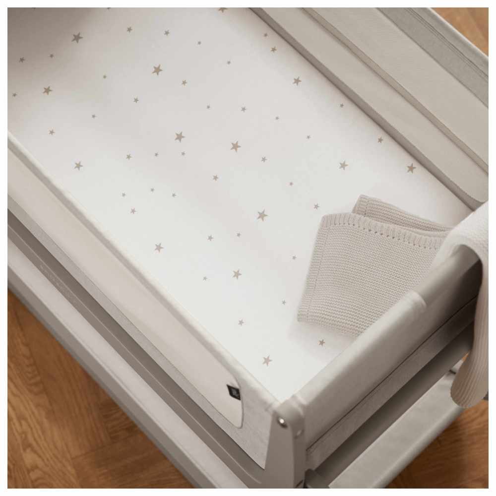 Snuz - Crib Fitted Sheets - White/Star - Pack of 2