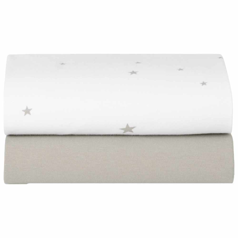 Snuz - Moses & Carrycot Fitted Sheets - White/Star - Pack of 2