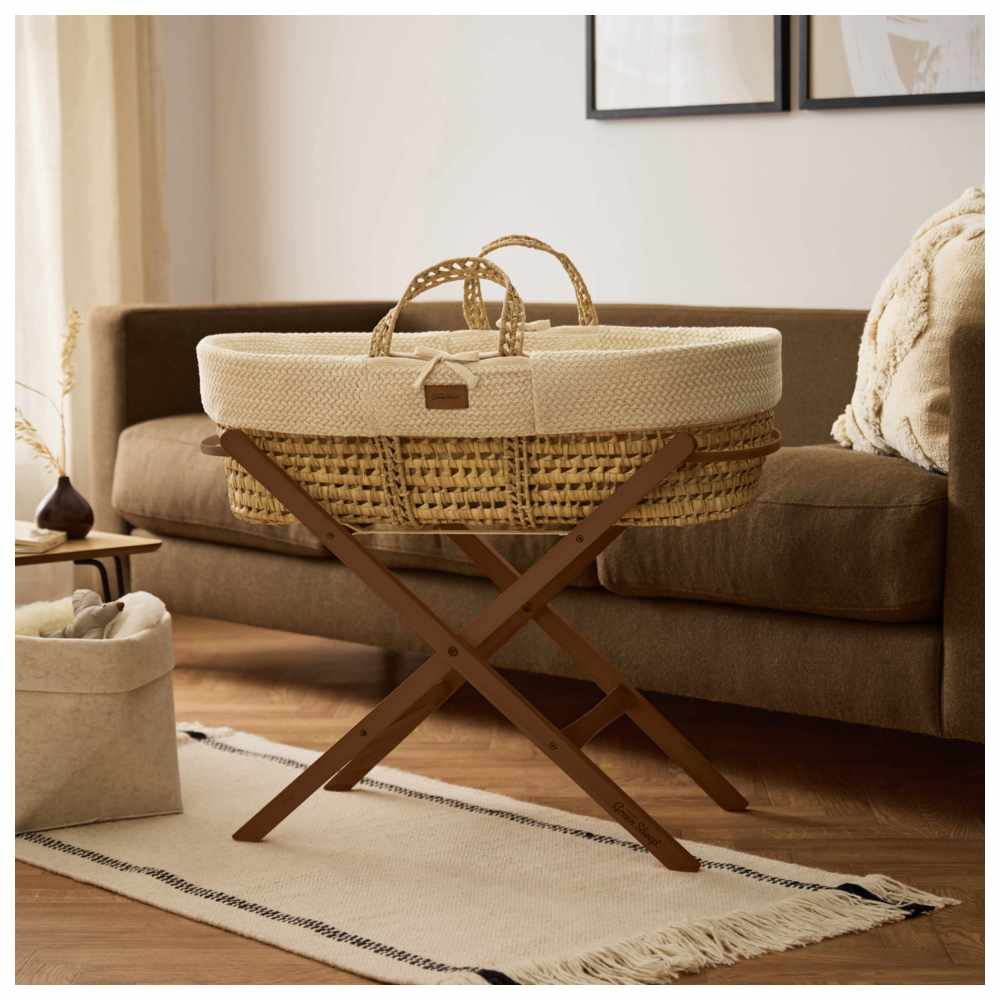 The Little Green Sheep - Moses Basket Static Stand - Walnut