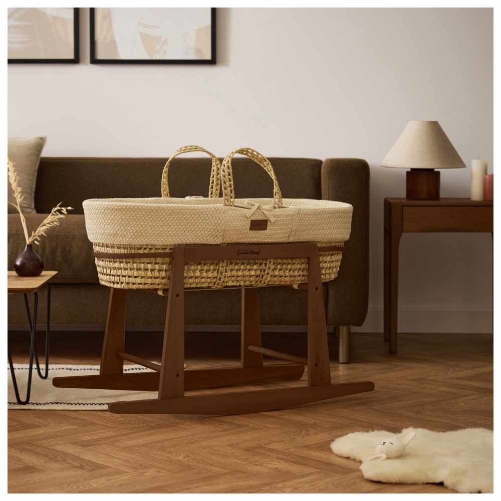 The Little Green Sheep - Moses Basket Rocking Stand - Walnut