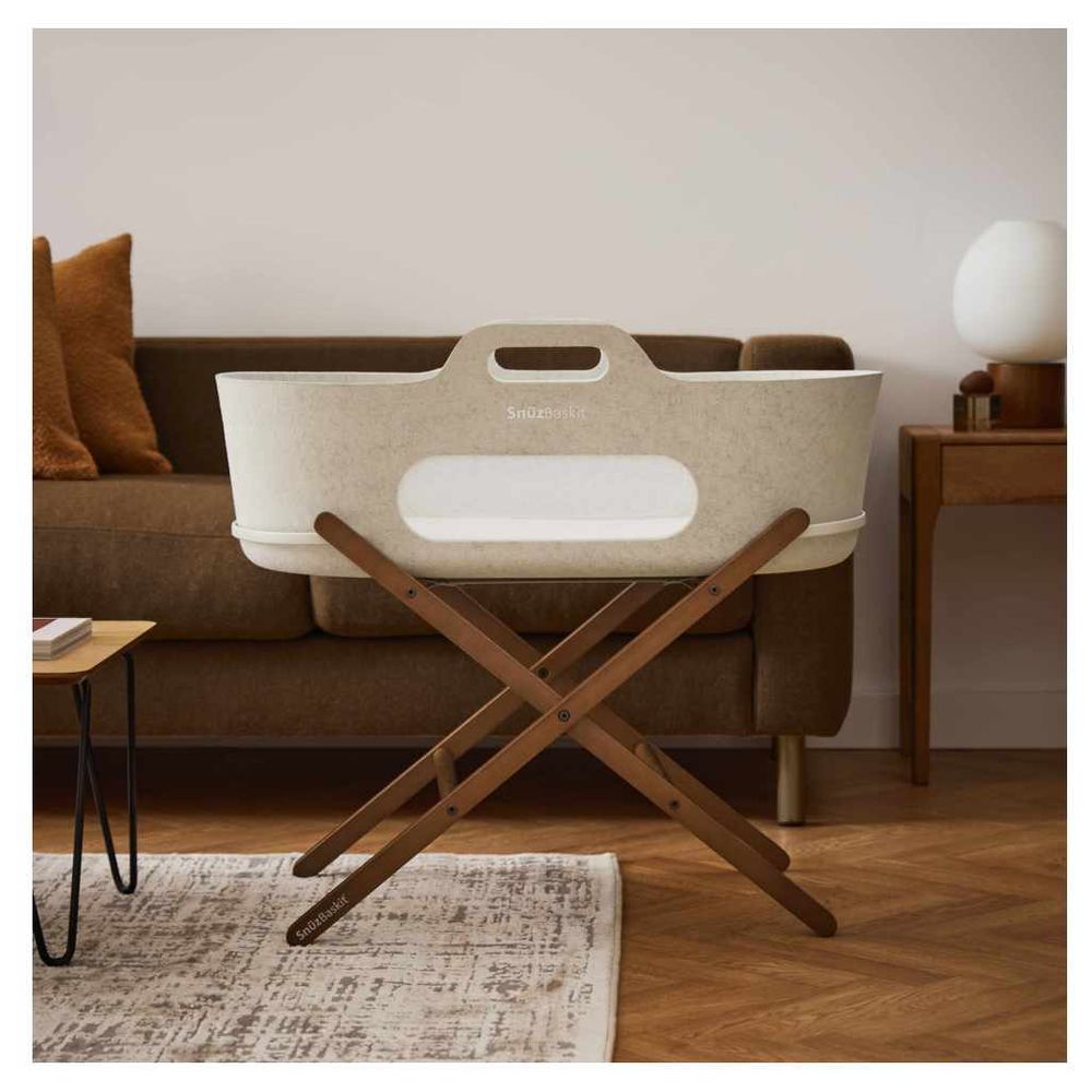 Snuz SnuzBaskit Barley Moses Basket & Walnut Stand - Cream