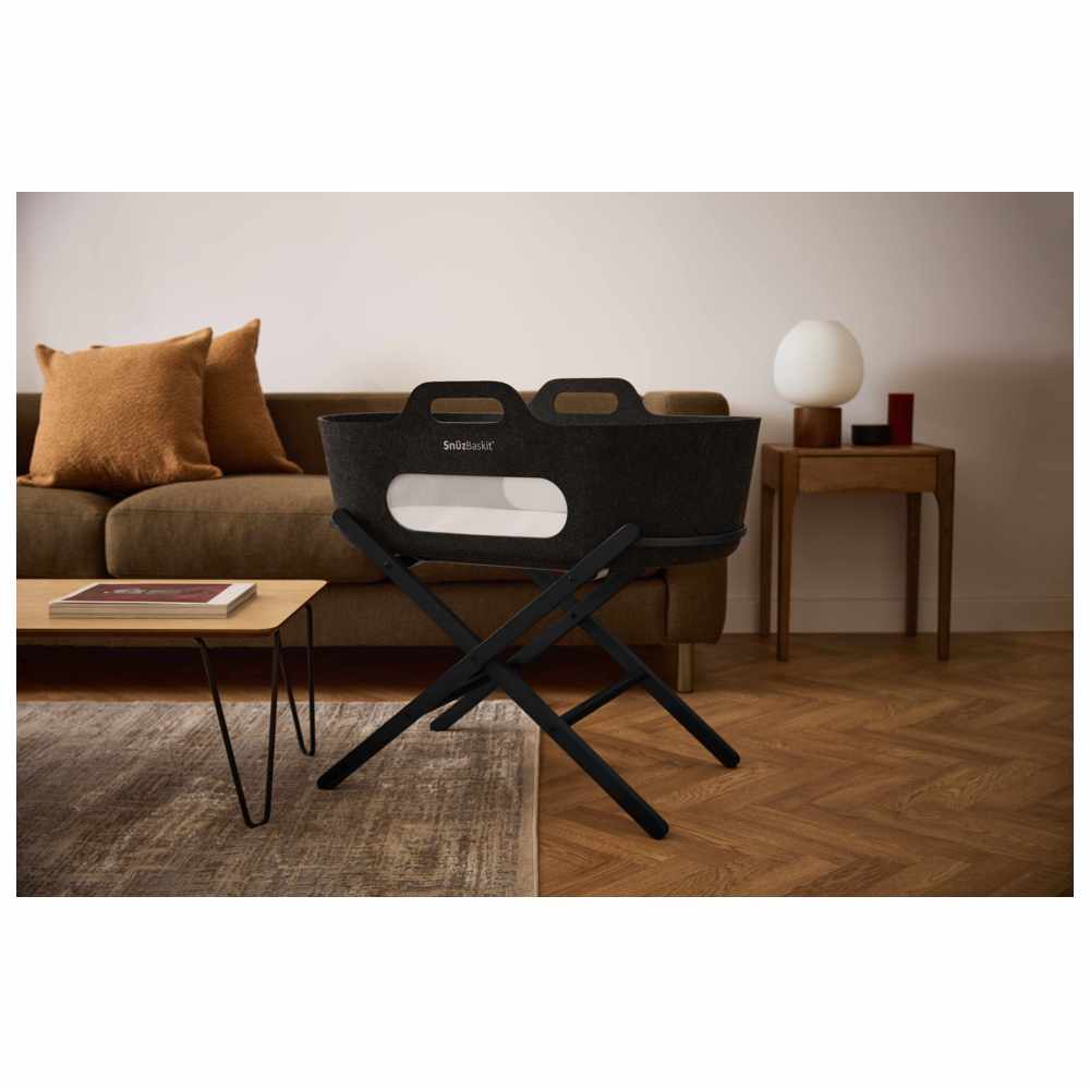 Snuz SnuzBaskit Graphite Moses Basket & Stand - Black