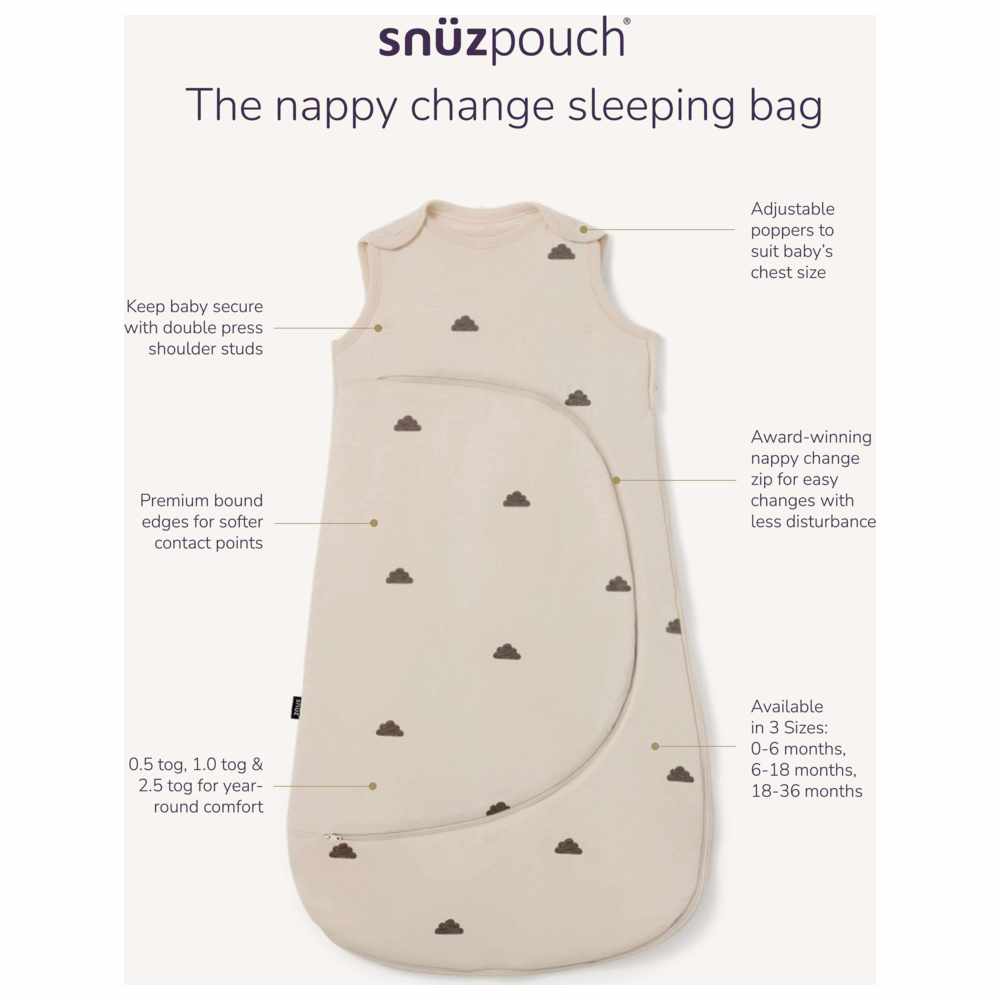 Snuz - Pouch 1.0 Tog Sleeping Bag - Grey/Cloud - 0-6M