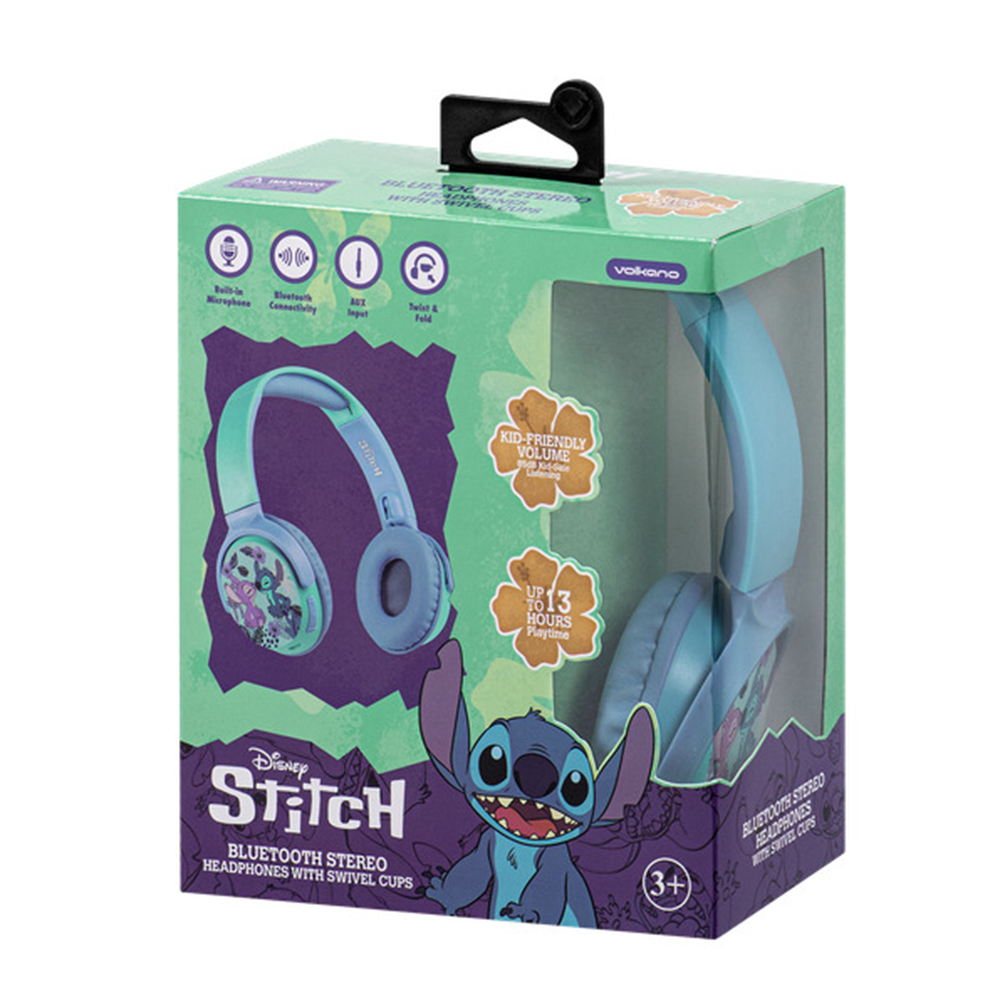 Volkano - Wireless Bluetooth Stereo Headphones With Swivel Cups - Stitch