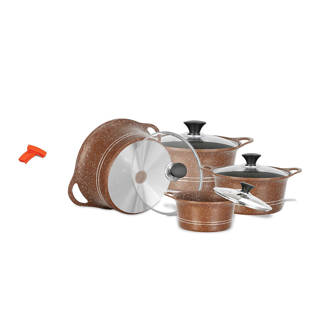 Sonex - Non-Stick Eden Plus Cookware Set - Brown Marble - 20 Pcs