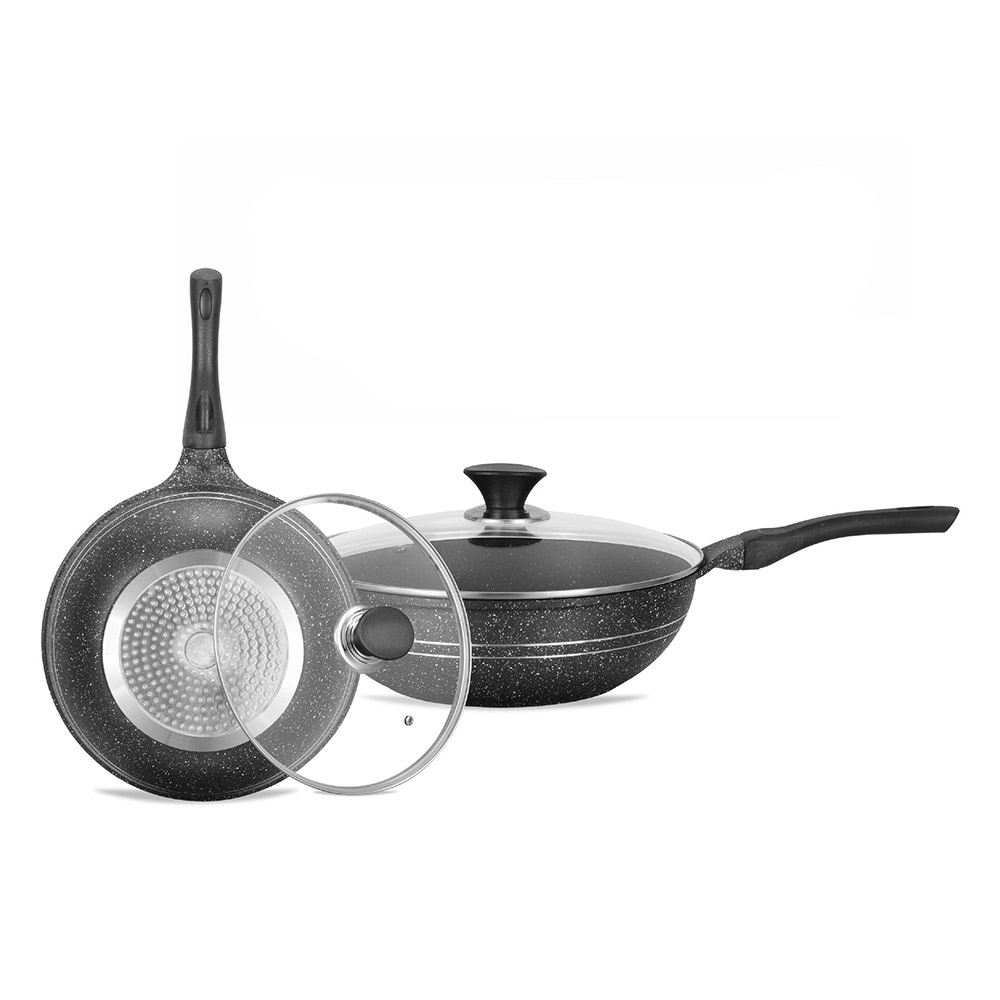 Sonex - Non-Stick Eden Wok - Grey Marble - 26 cm