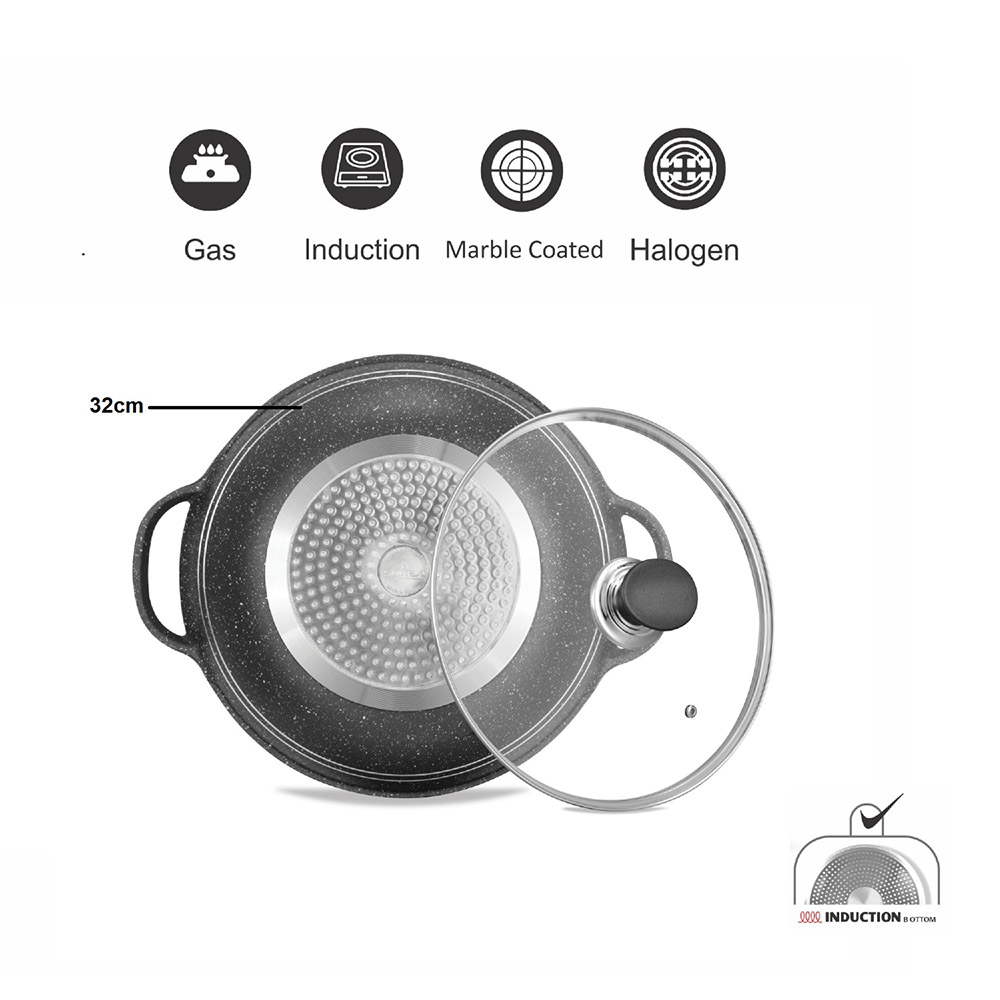 Sonex - Non-Stick Eden Kadahi - Grey Marble - 32 cm