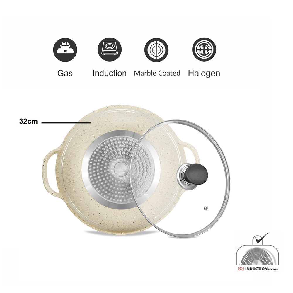 Sonex - Non-Stick Eden Kadahi - White Marble - 32 cm