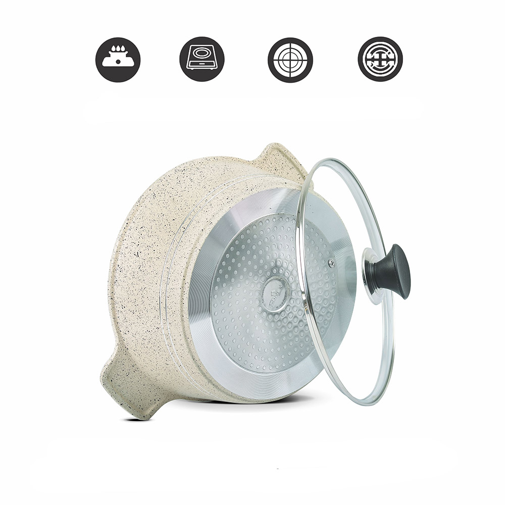 سونكس - مجموعة أواني طهي أوميغا جونيور غير لاصق - رخامي أبيض - 11 قطعة