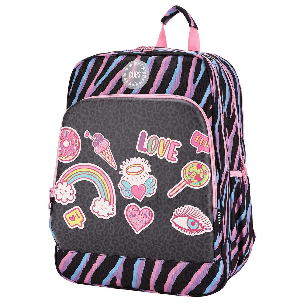 كابس - شنطة ظهر مدرسية - أدوات ليوبارد سوداء - 17.7 إنش/45 سم