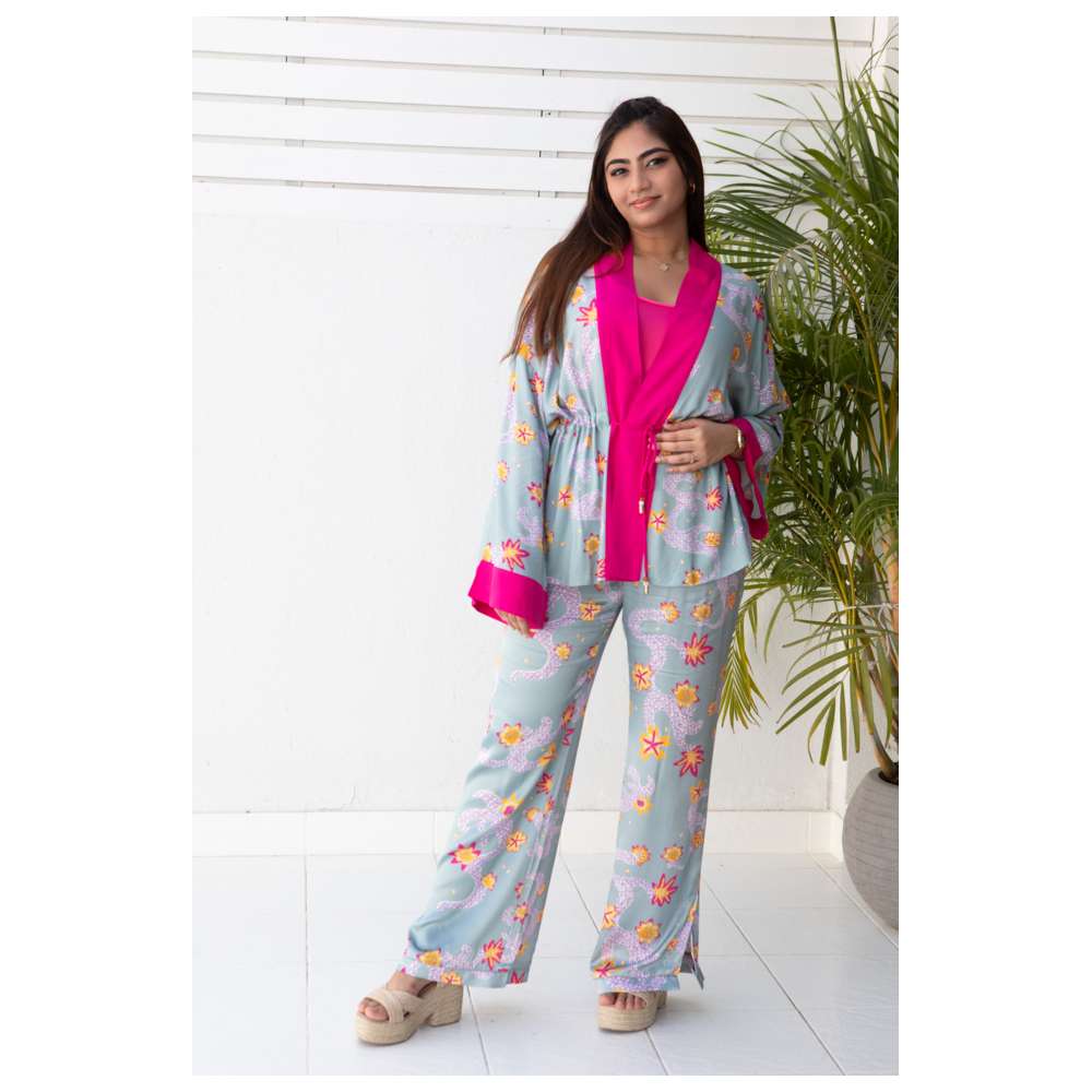 ستايلبج - بنطلون بالازو نسائي مطبوع - أزرق