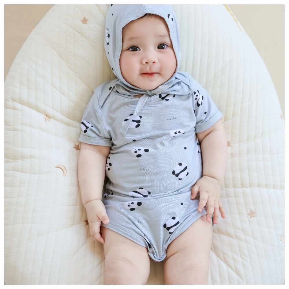 Cherubcare - Panda Print Baby Bodysuit - Blue