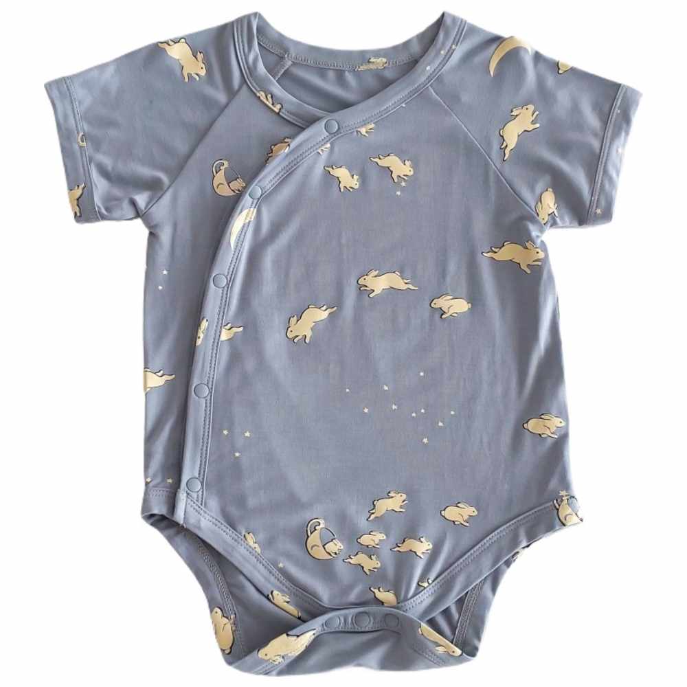 Cherubcare - Rabbit Print Baby Bodysuit - Blue