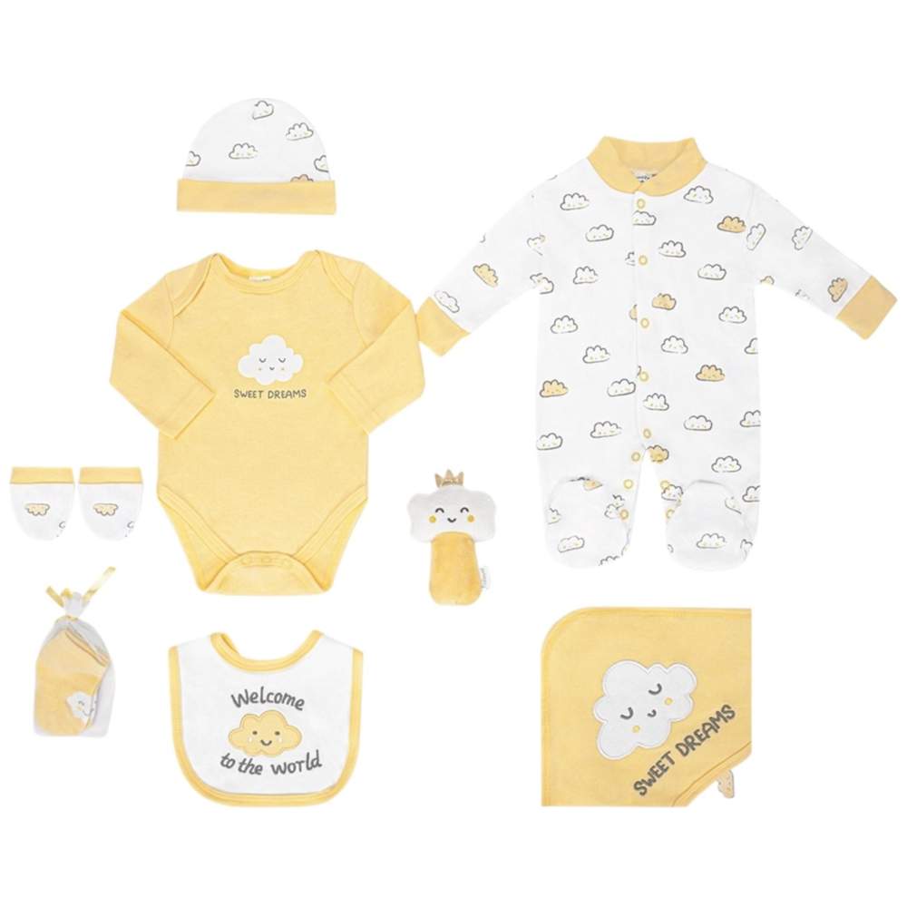 سنوزي - طقم ملابس أطفال 8 قطع - غيمة - أصفر