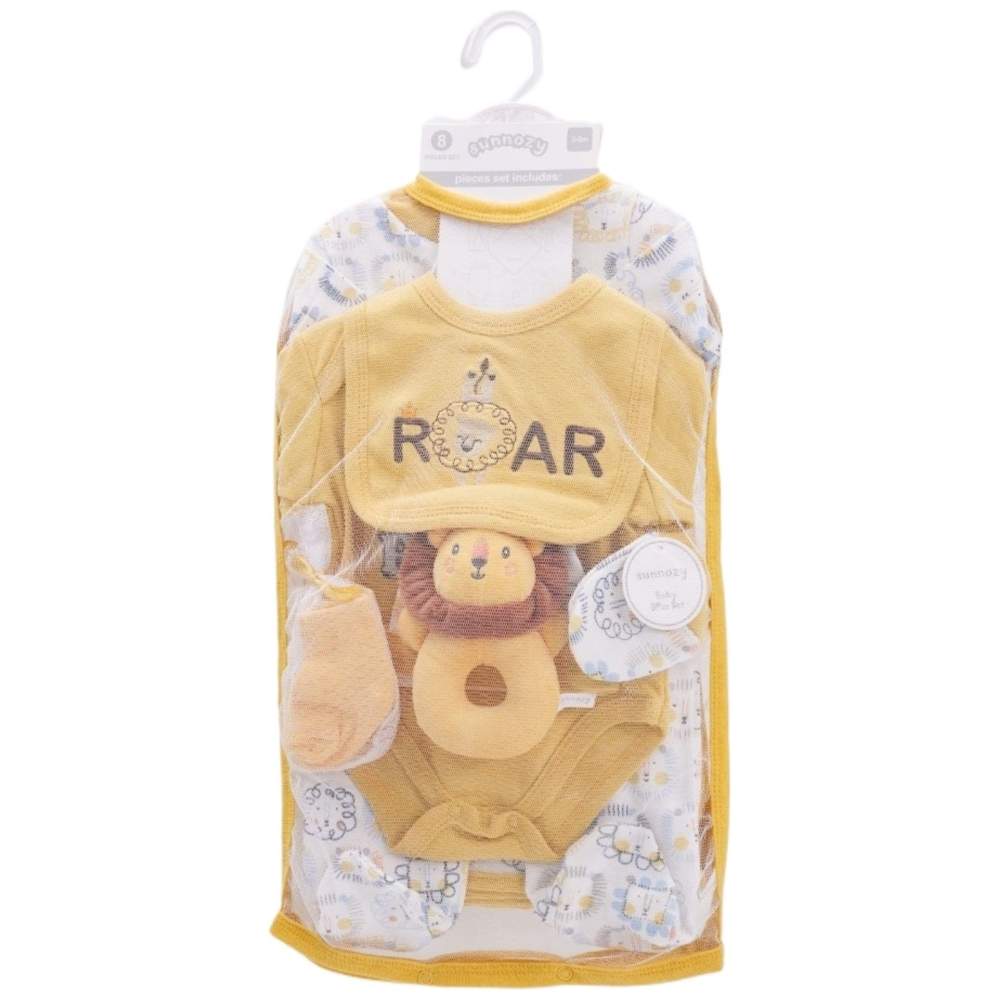 Sunnozy - 8pc-Set - Baby Lion Print Matching Set - Yellow