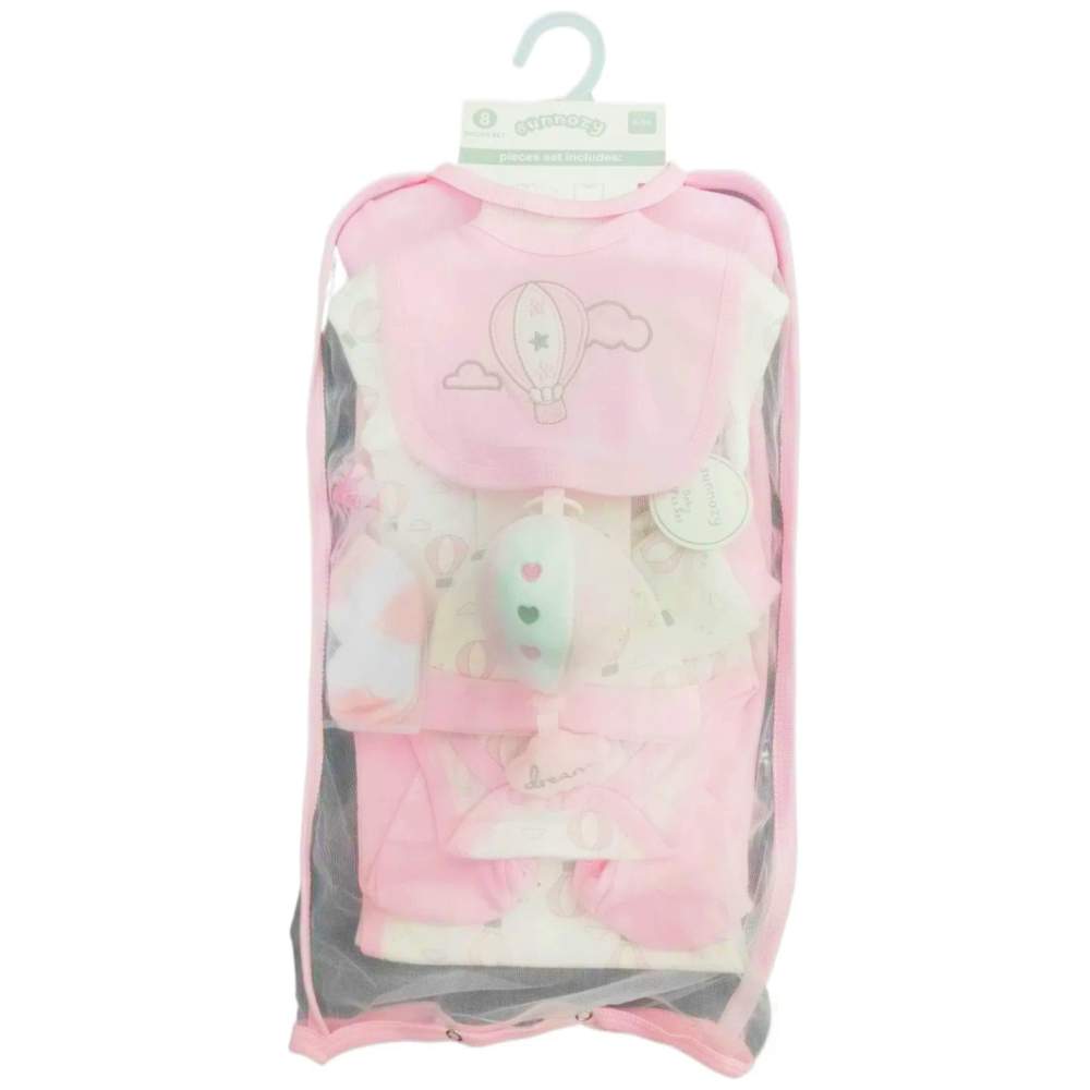 Sunnozy - 8pc-Set - Baby Girl's Balloon Print Matching Set - Pink