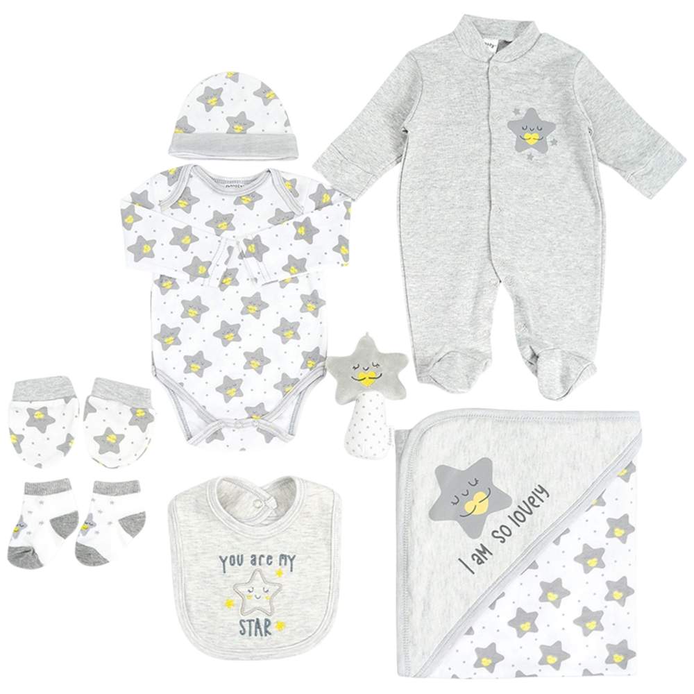 Sunnozy - 8pc-Set - Baby Little Star Matching Set - Grey