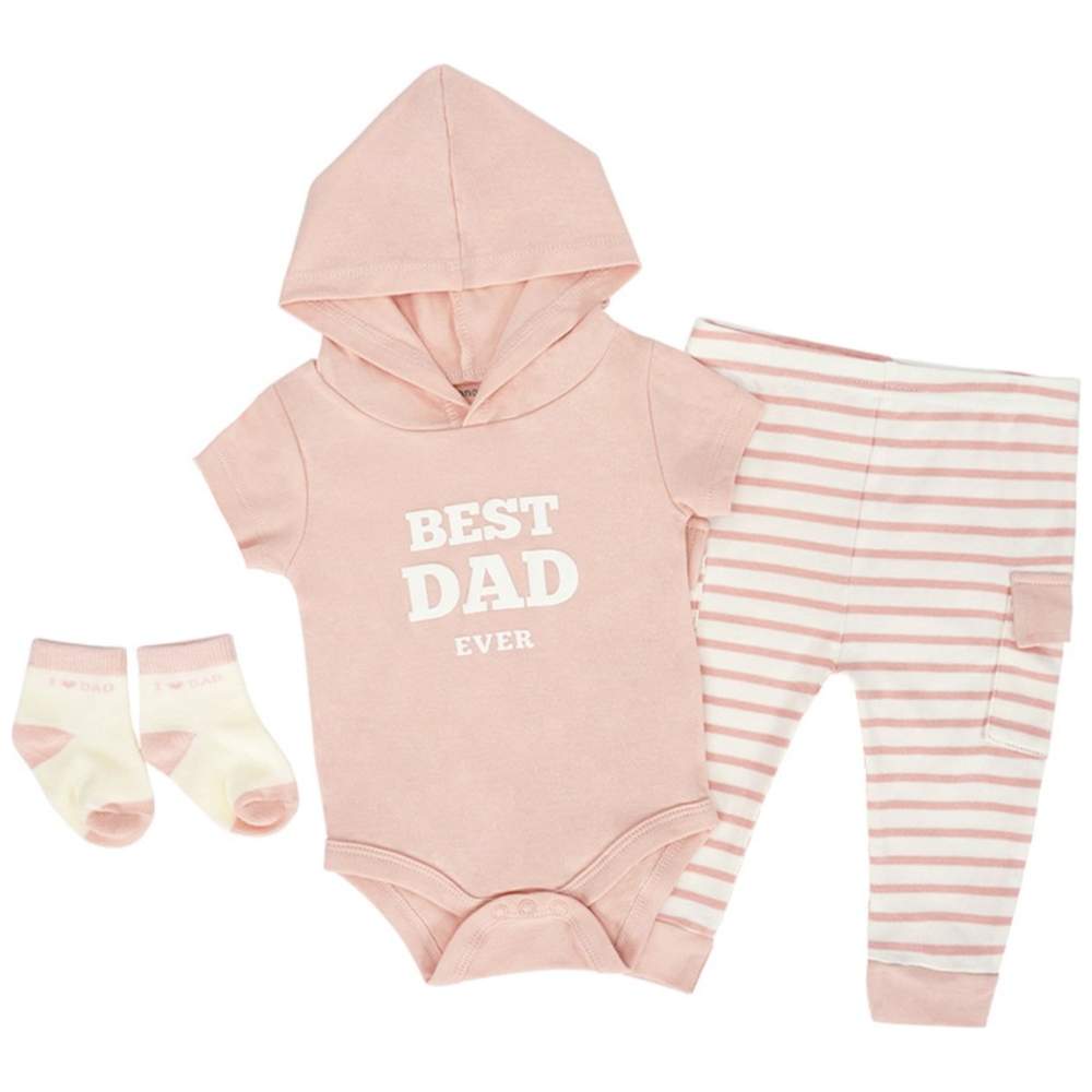 Sunnozy - 3pc-Set - Baby Hooded Onesie, Pants & Socks - Best Dad Ever