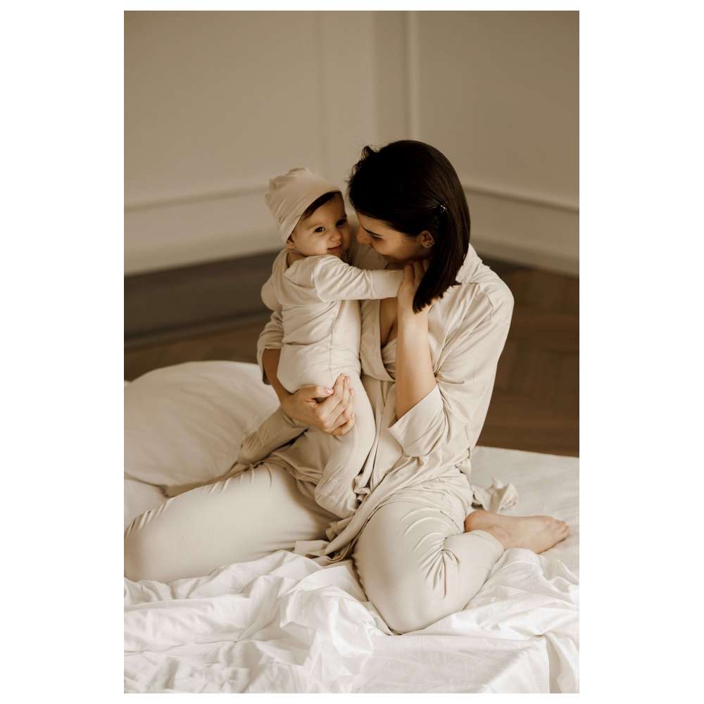 Sashi - 3pc-Set - Mama Comfort Pants, Top & Robe Set - Beige