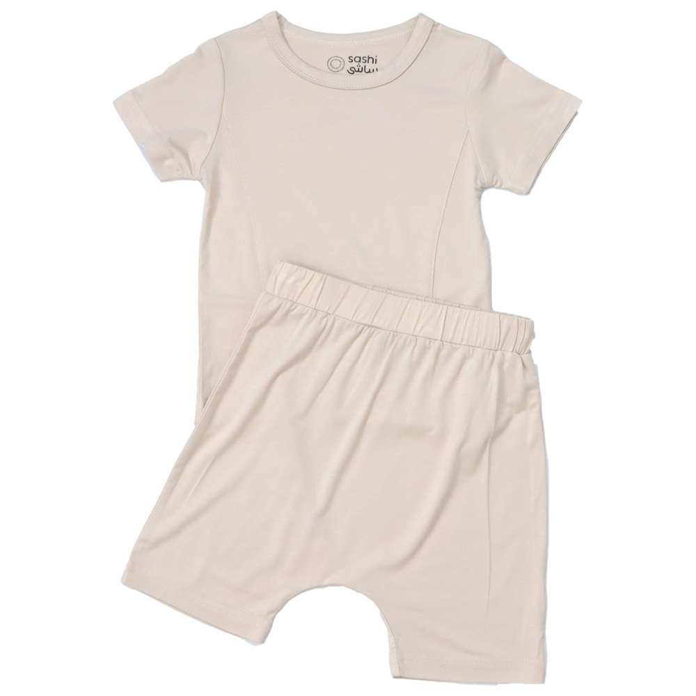 Sashi - 2pc-Set - Kid's T-Shirt & Shorts  - Beige