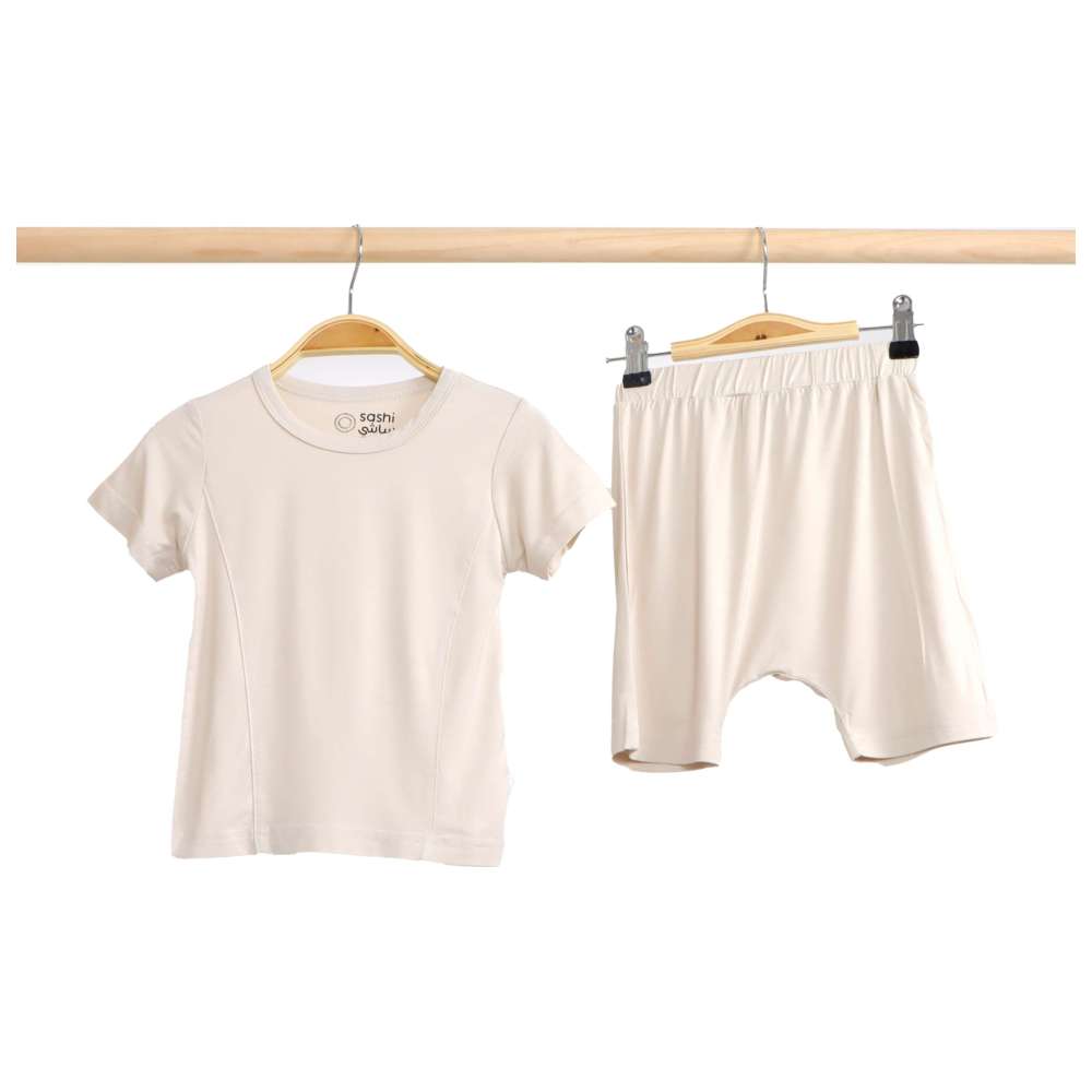Sashi - 2pc-Set - Kid's T-Shirt & Shorts  - Beige