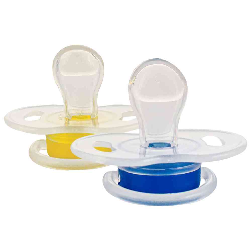 بيبي - لهايات سيليكون للأطفال - أزرق/أصفر - قطعتان